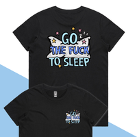 XS / Black / Small Front & Large Back Design Go The F To Sleep 🤬💤 – Women's T Shirt
