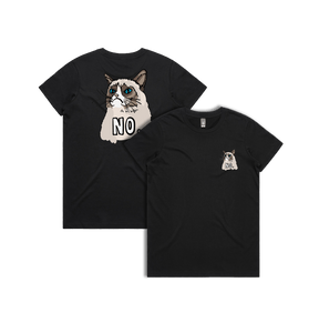 XS / Black / Small Front & Large Back Design Grumpy Cat! 😾 - Women's T Shirt