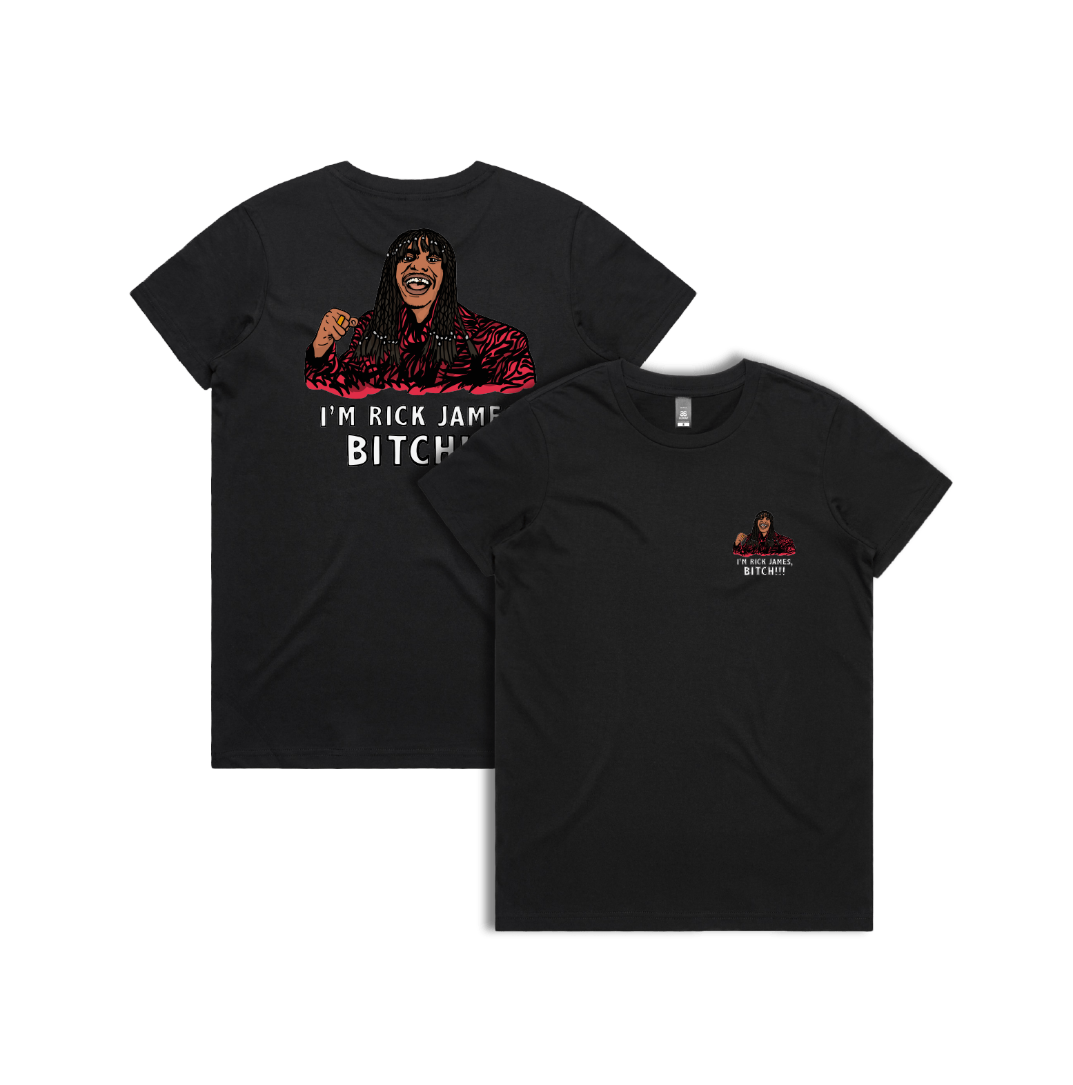 XS / Black / Small Front & Large Back Design I'm Rick James ✋🏾 - Women's T Shirt