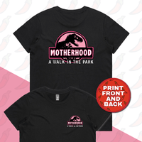 XS / Black / Small Front & Large Back Design Jurassic Mum 🦖 - Women's T Shirt