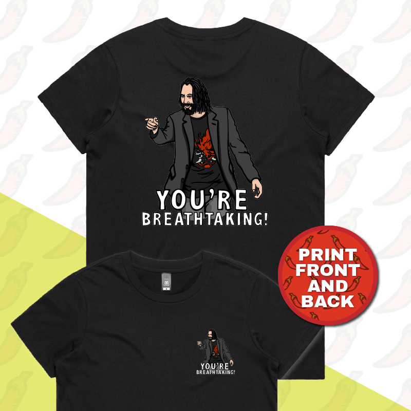 XS / Black / Small Front & Large Back Design Keanu Breathtaking 👈 - Women's T Shirt