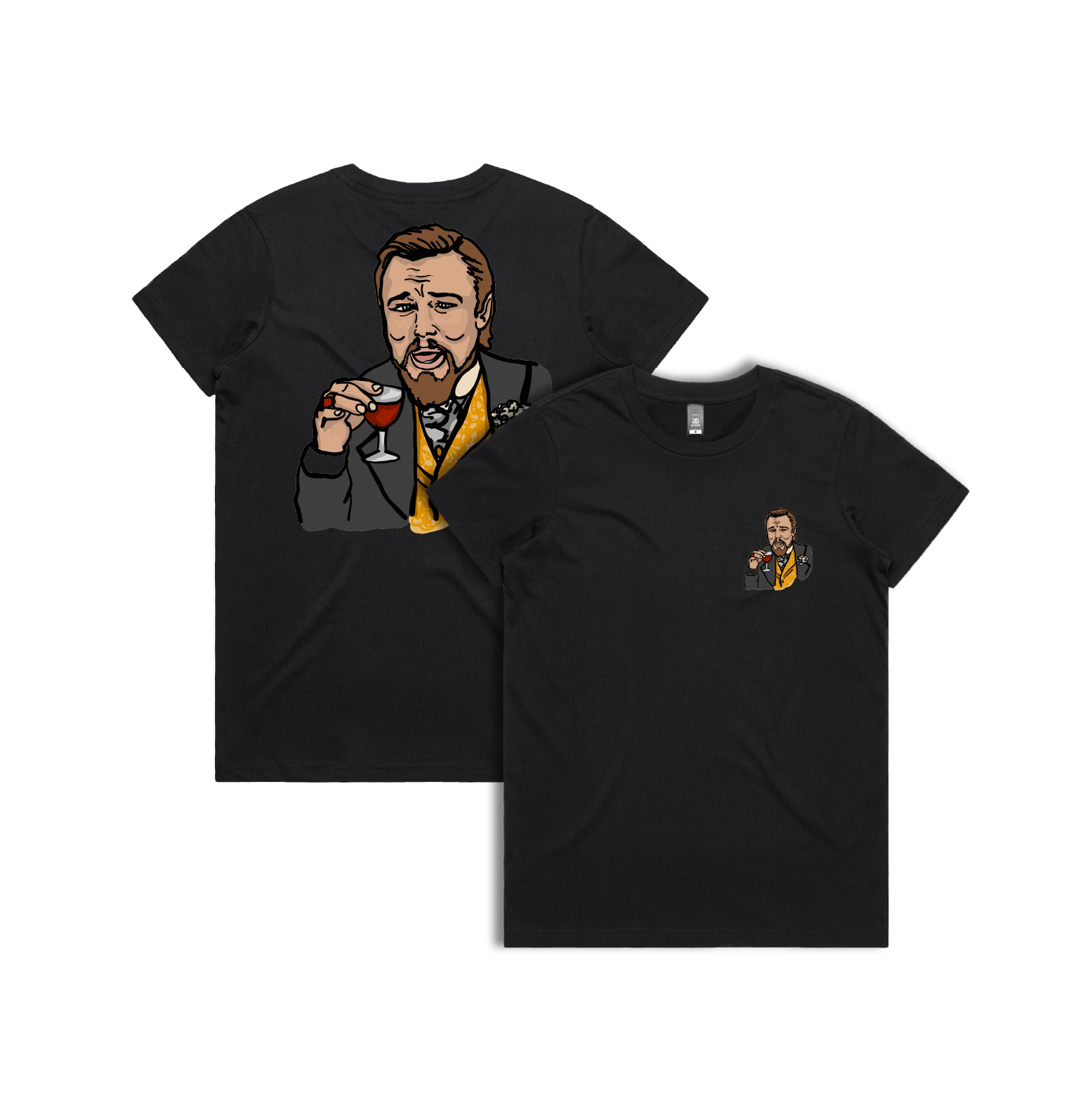 XS / Black / Small Front & Large Back Design Laughing Leo 🍷 - Women's T Shirt