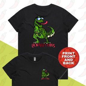 XS / Black / Small Front & Large Back Design Lickalottapus 🦖👅- Women's T Shirt