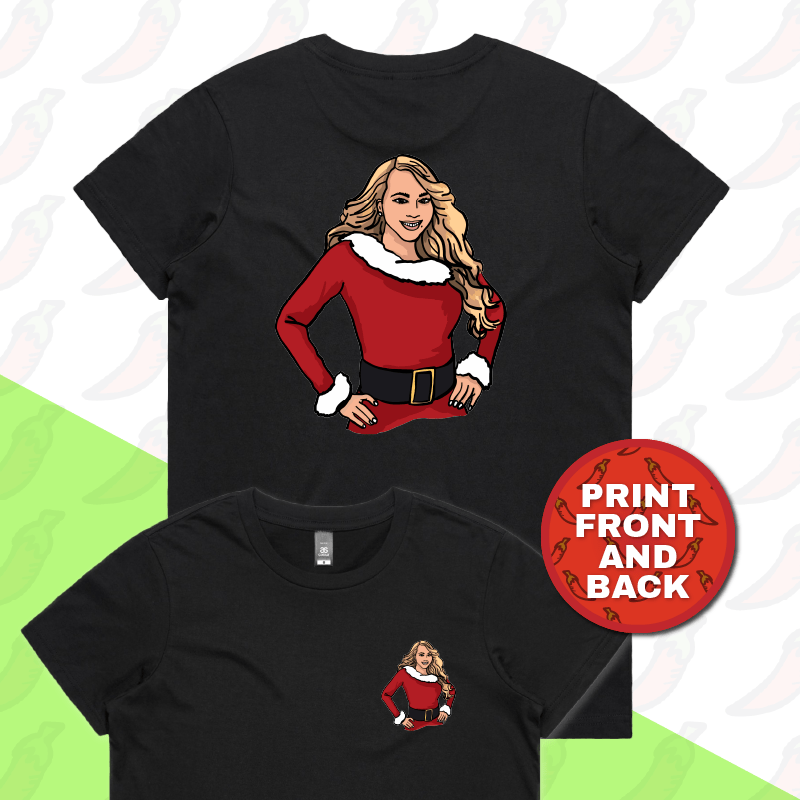 XS / Black / Small Front & Large Back Design Mariah Christmas 🎁 - Women's T Shirt