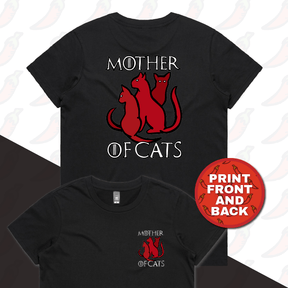 XS / Black / Small Front & Large Back Design Mother of Cats 🐈 - Women's T Shirt