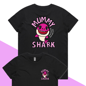 XS / Black / Small Front & Large Back Design Mummy Shark 🦈 - Women's T Shirt