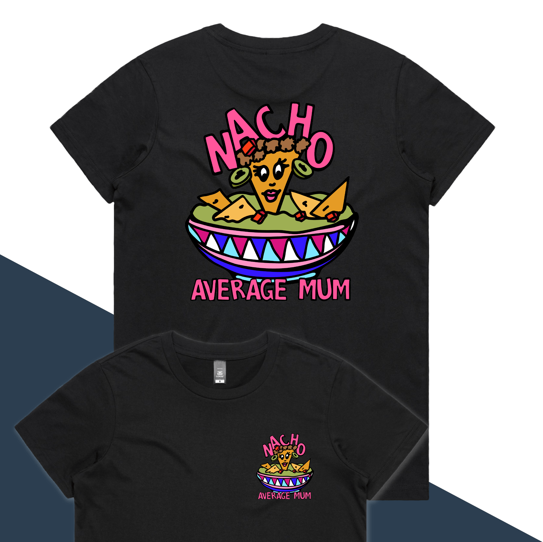 XS / Black / Small Front & Large Back Design Nacho Average Mum 😉 – Women's T Shirt