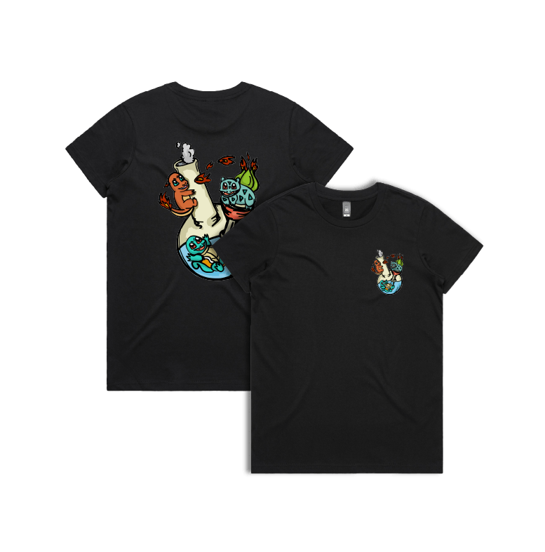 XS / Black / Small Front & Large Back Design Pokebong 🦎 - Women's T Shirt