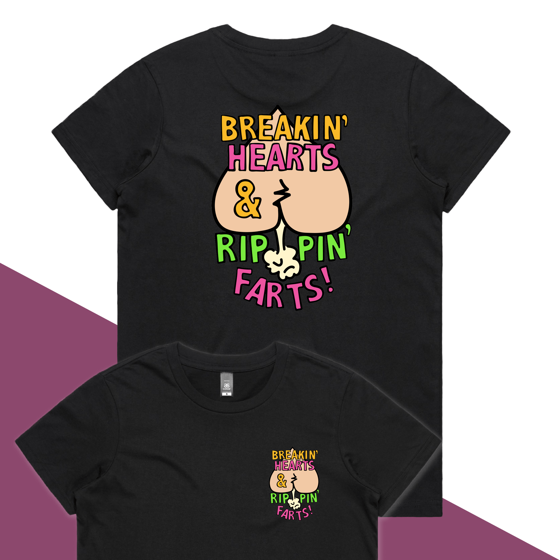 XS / Black / Small Front & Large Back Design Rippin Farts 💔💨 - Women's T Shirt