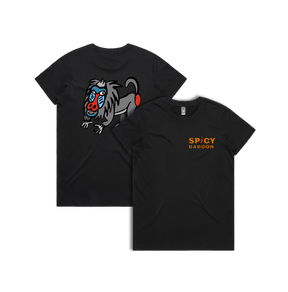 XS / Black / Small Front & Large Back Design Spicy Baboon Original 🌶️ - Women's T Shirt
