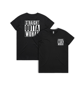 XS / Black / Small Front & Large Back Design Straight Outta Wuhan ✊🏾 - Women's T Shirt