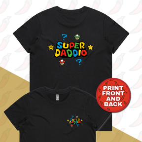 XS / Black / Small Front & Large Back Design Super Daddio ⭐🍄 – Women's T Shirt