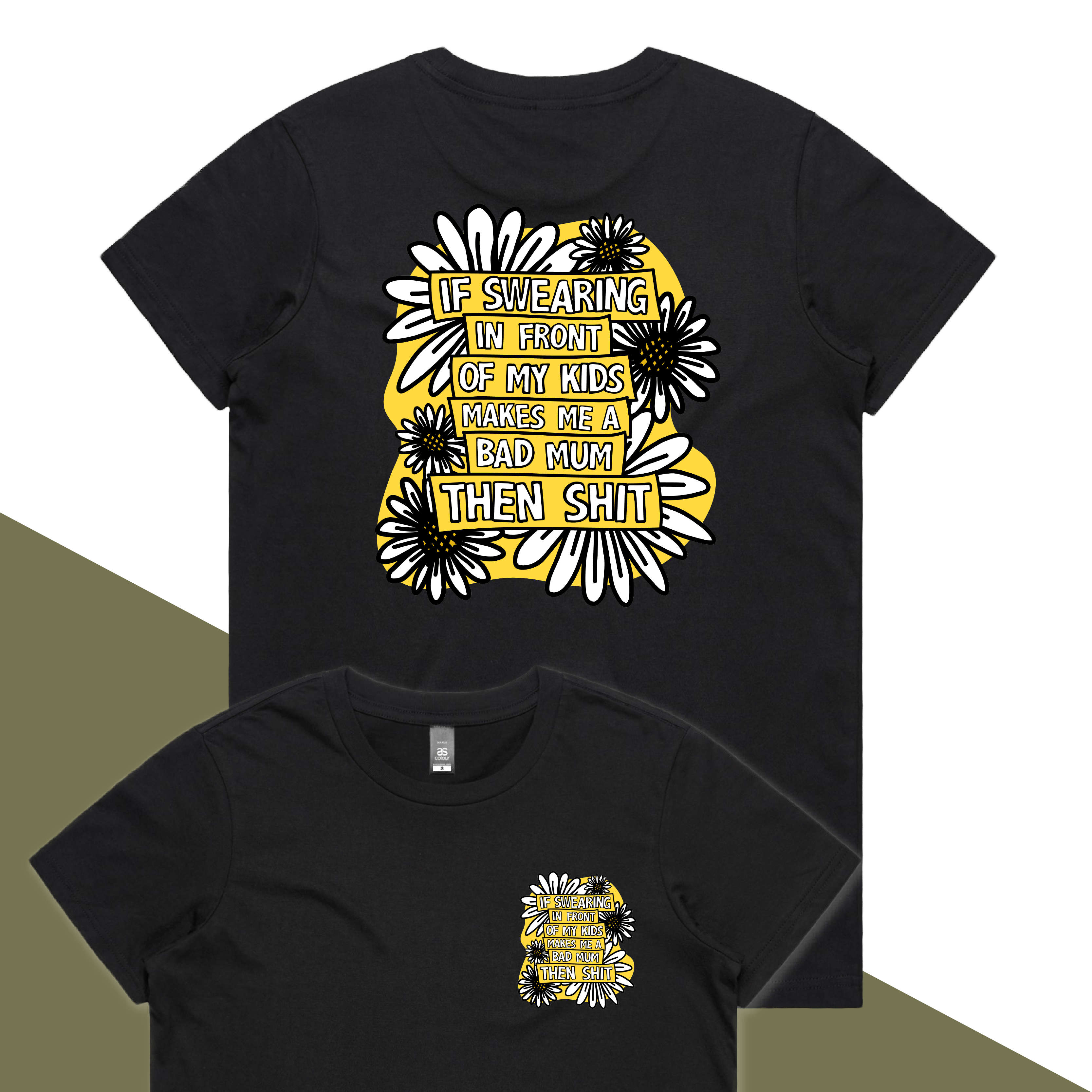 XS / Black / Small Front & Large Back Design Sweary Mum 🤬🎀 – Women's T Shirt