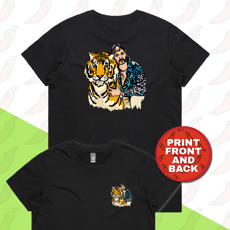 XS / Black / Small Front & Large Back Design The King of Tigers 🐯 - Women's T Shirt