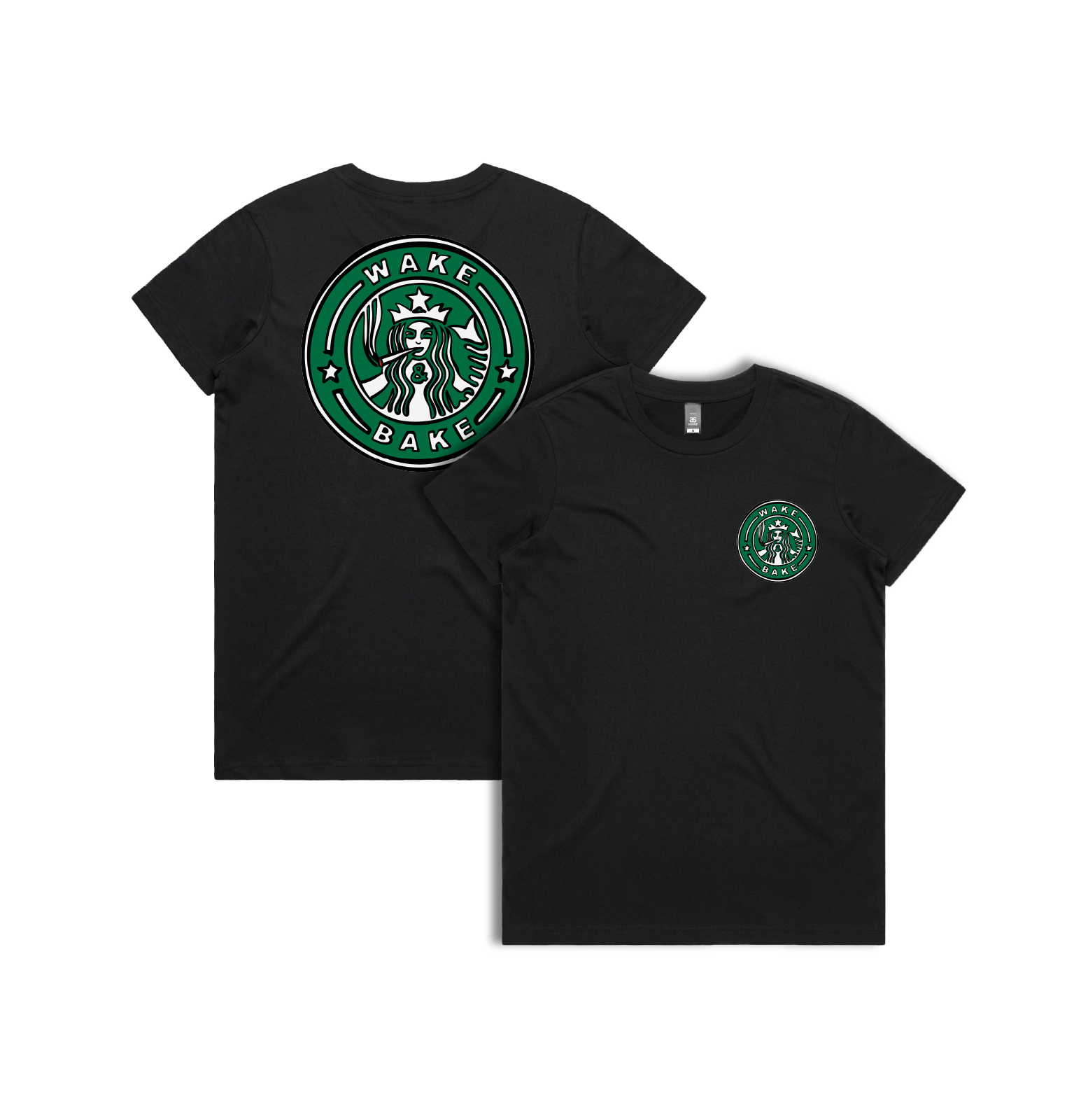 XS / Black / Small Front & Large Back Design Wake & Bake 🚬 - Women's T Shirt