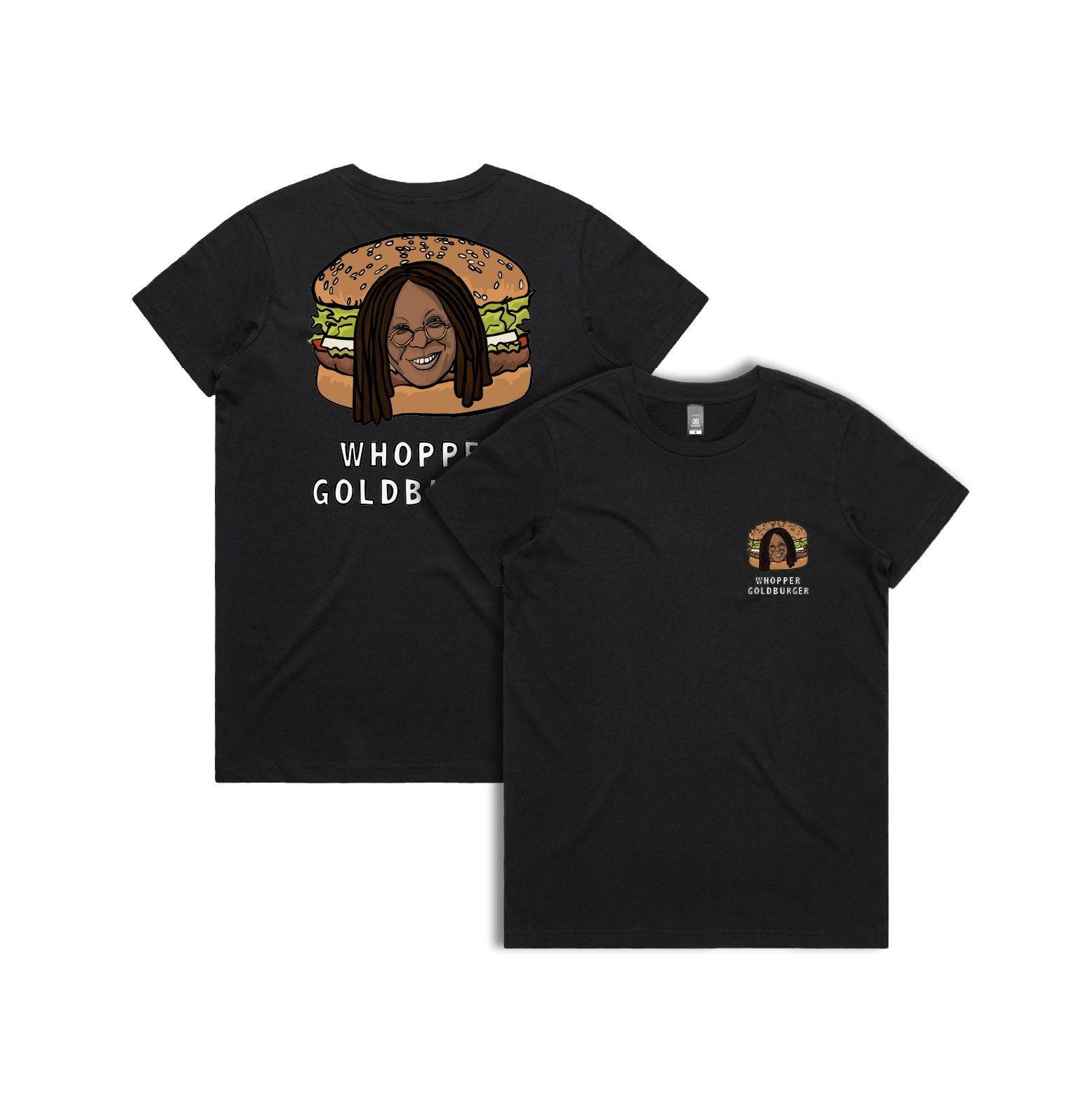 XS / Black / Small Front & Large Back Design Whopper Goldburger 🍔 - Women's T Shirt