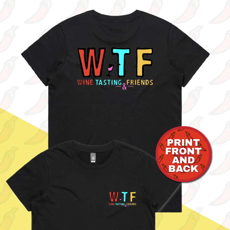 XS / Black / Small Front & Large Back Design WTF 🍷💅 – Women's T Shirt