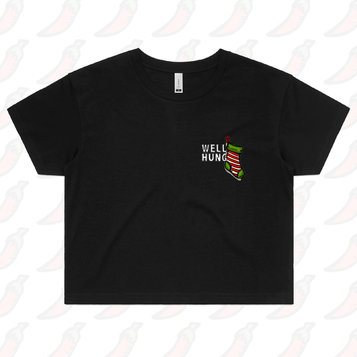 XS / Black Well Hung 🧦🎄- Women's Crop Top