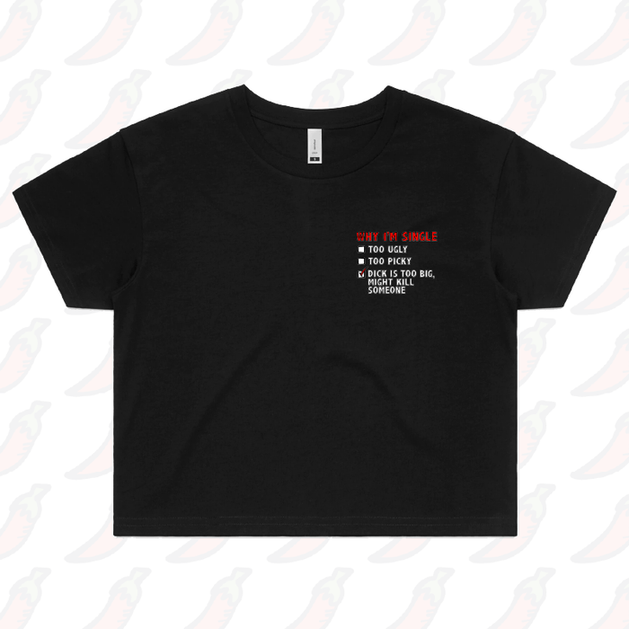 XS / Black Why I’m Single 🍆☠️ - Women's Crop Top