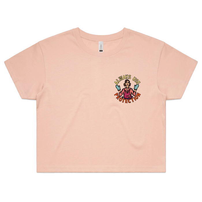 XS / Pink Always Use Protection 🧤 - Women's Crop Top