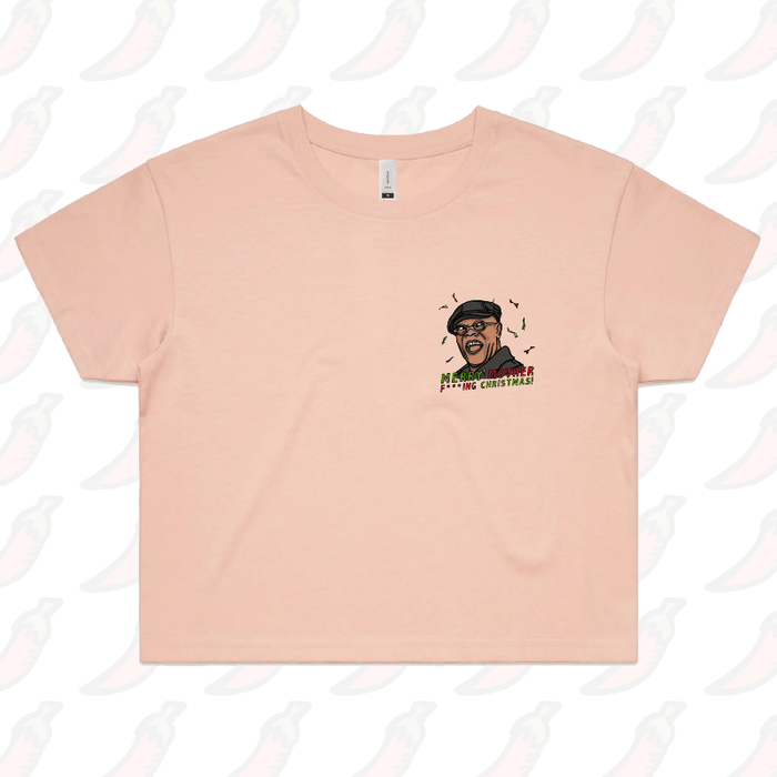 XS / Pink Merry Mother F**** Christmas 👨🏾‍🦲🎄- Women's Crop Top