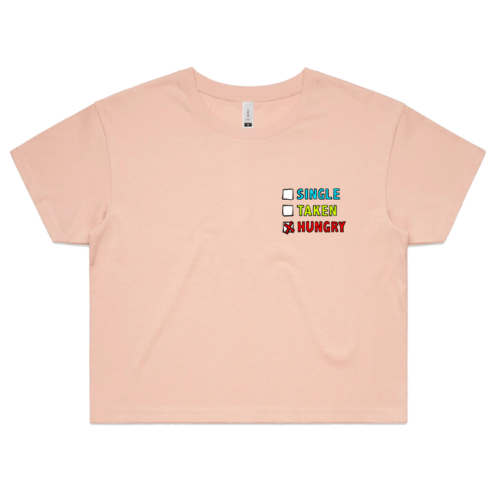 XS / Pink Single Taken Hungry 🍔🍟 - Women's Crop Top