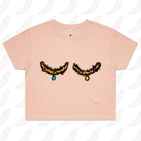 XS / Pink Tinsel Tits 🍈🍈🎄 - Women's Crop Top