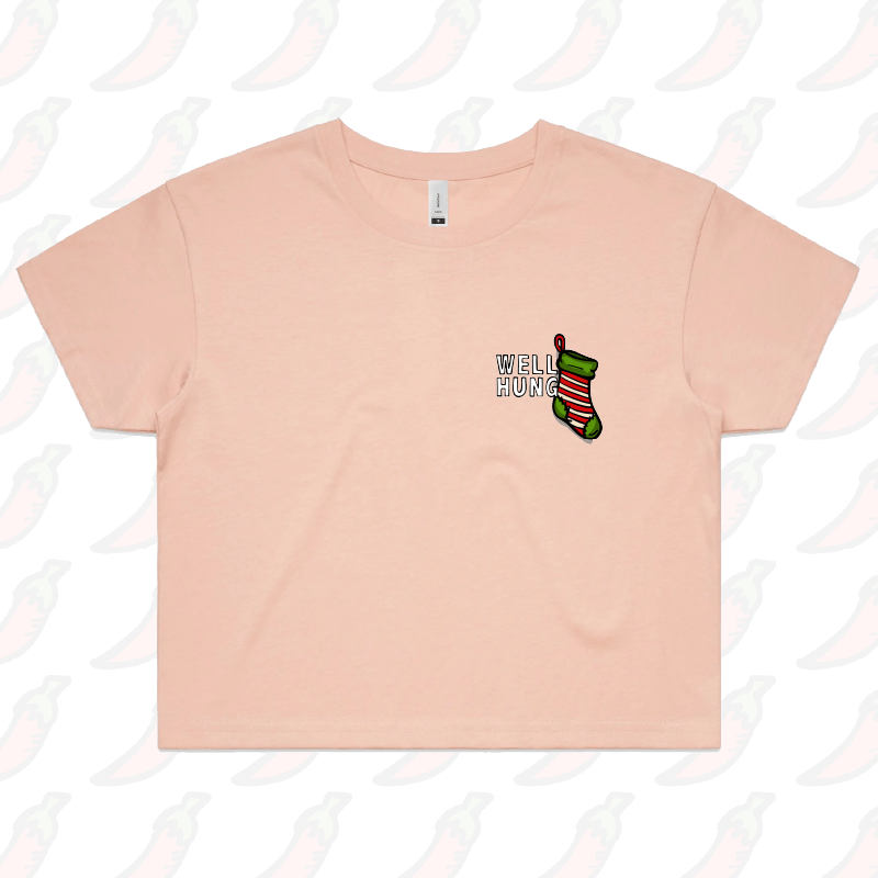 XS / Pink Well Hung 🧦🎄- Women's Crop Top