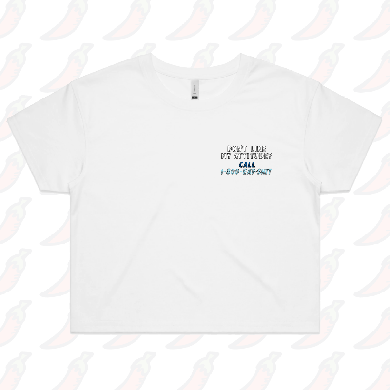 XS / White Attitude ☎️ - Women's Crop Top