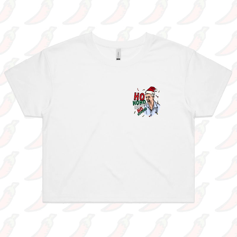 XS / White Barking Dog Man Christmas 🗣️🎄 - Women's Crop Top