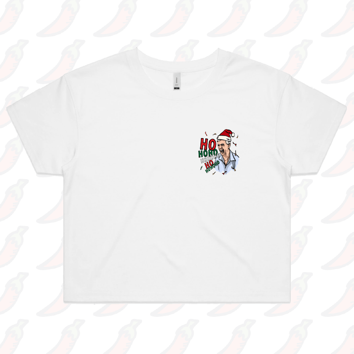XS / White Barking Dog Man Christmas 🗣️🎄 - Women's Crop Top