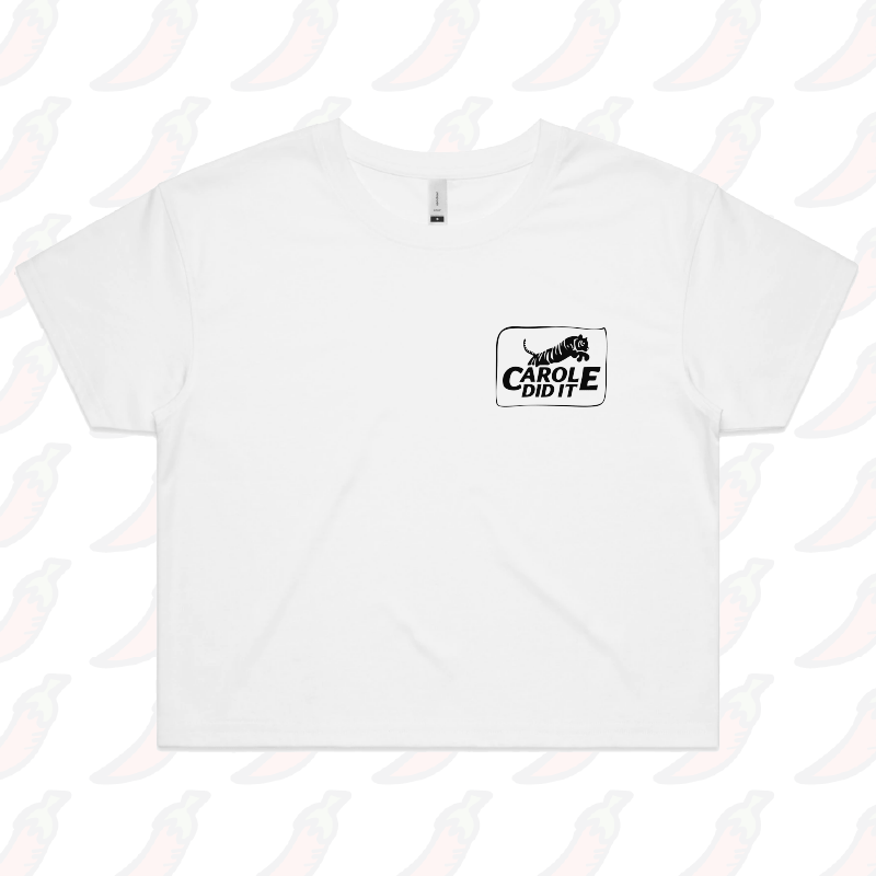 XS / White Carole Did It 🥩 - Women's Crop Top