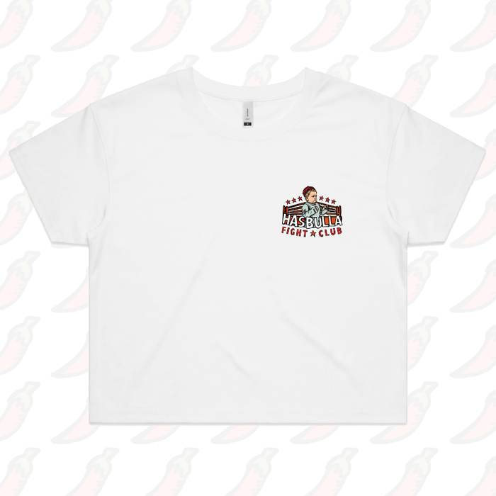 XS / White Hasbulla Fight Club 🥊 - Women's Crop Top