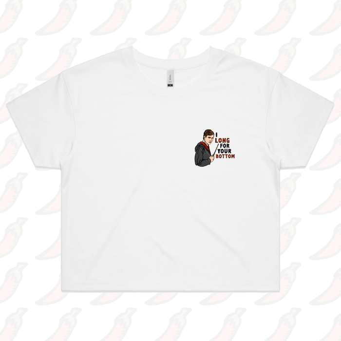 XS / White I Long for your Bottom 🍑⚡- Women's Crop Top