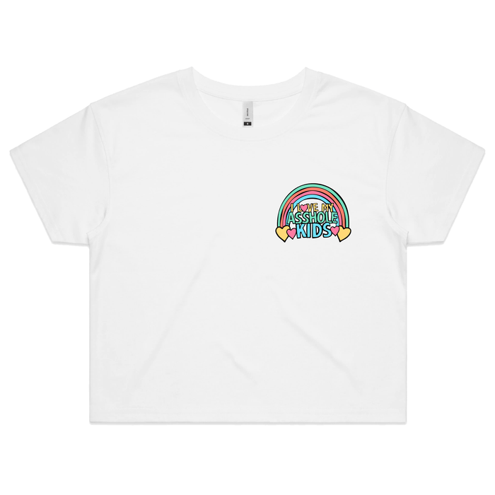 XS / White I Love My A$$hole Kids ❤️💢 – Women's Crop Top