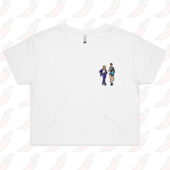 XS / White Kath & Kel 🚶‍♀️🚶‍♂️ - Women's Crop Top
