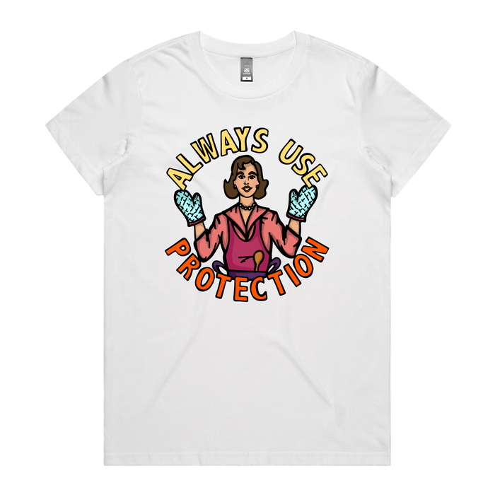 XS / White / Large Front Design Always Use Protection 🧤 - Women's T Shirt