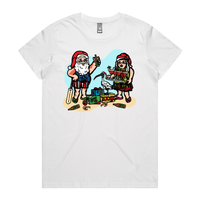 XS / White / Large Front Design Aussie Christmas 🍤🍺 - Women's T Shirt