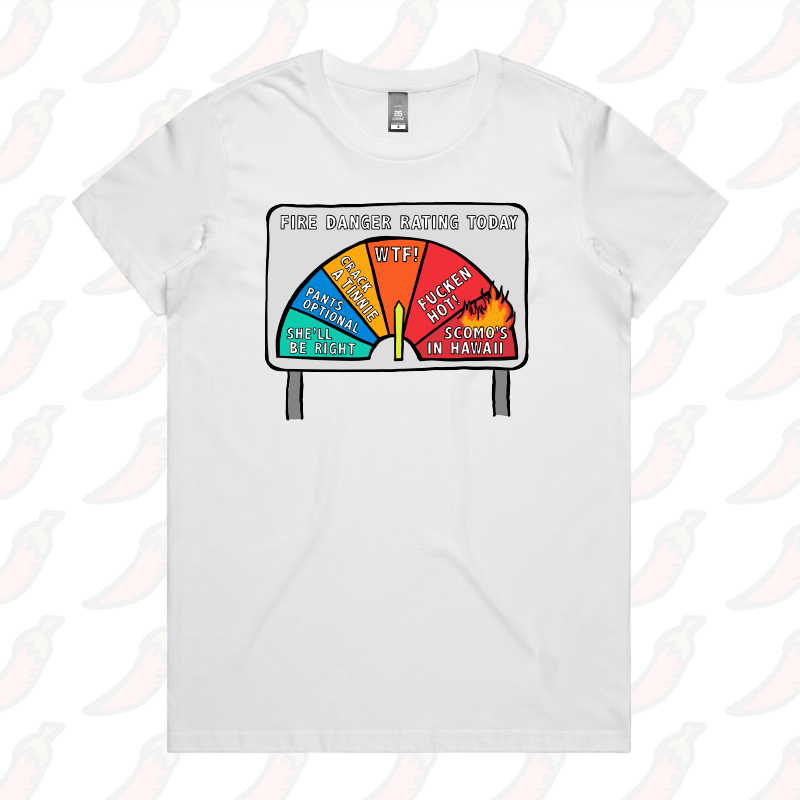 XS / White / Large Front Design Aussie Fire Danger Rating 🚒 - Women's T Shirt