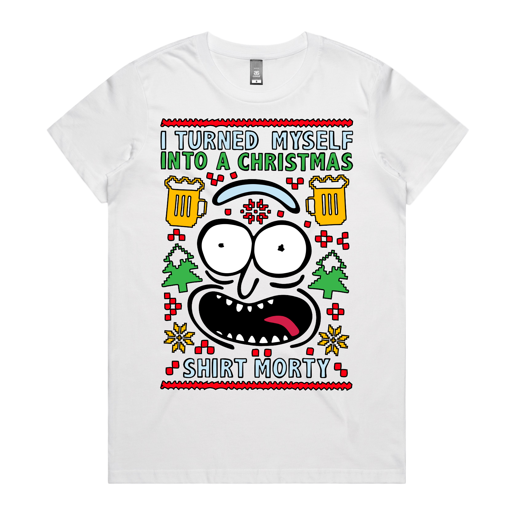 XS / White / Large Front Design Christmas Morty – Women's T Shirt