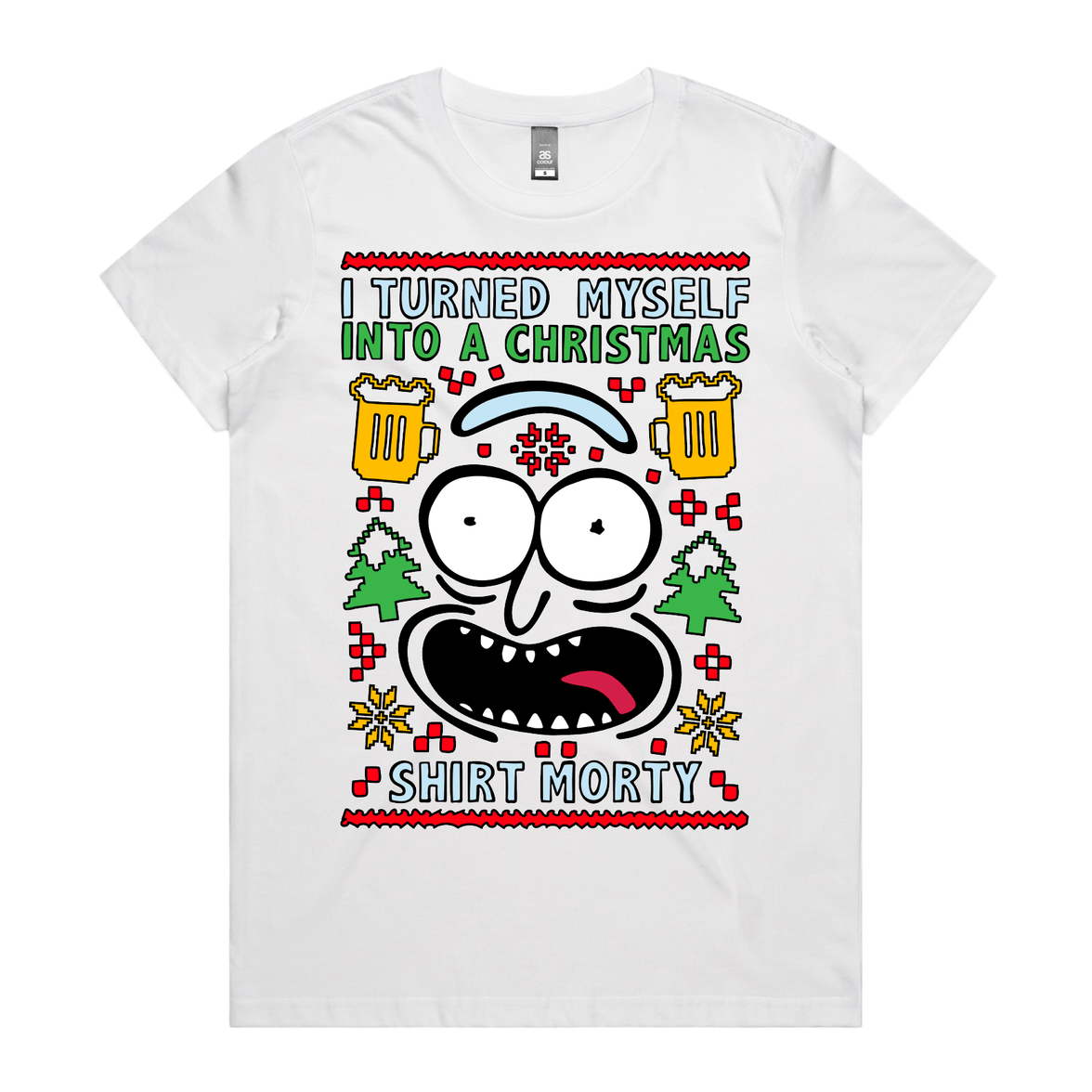 XS / White / Large Front Design Christmas Morty – Women's T Shirt