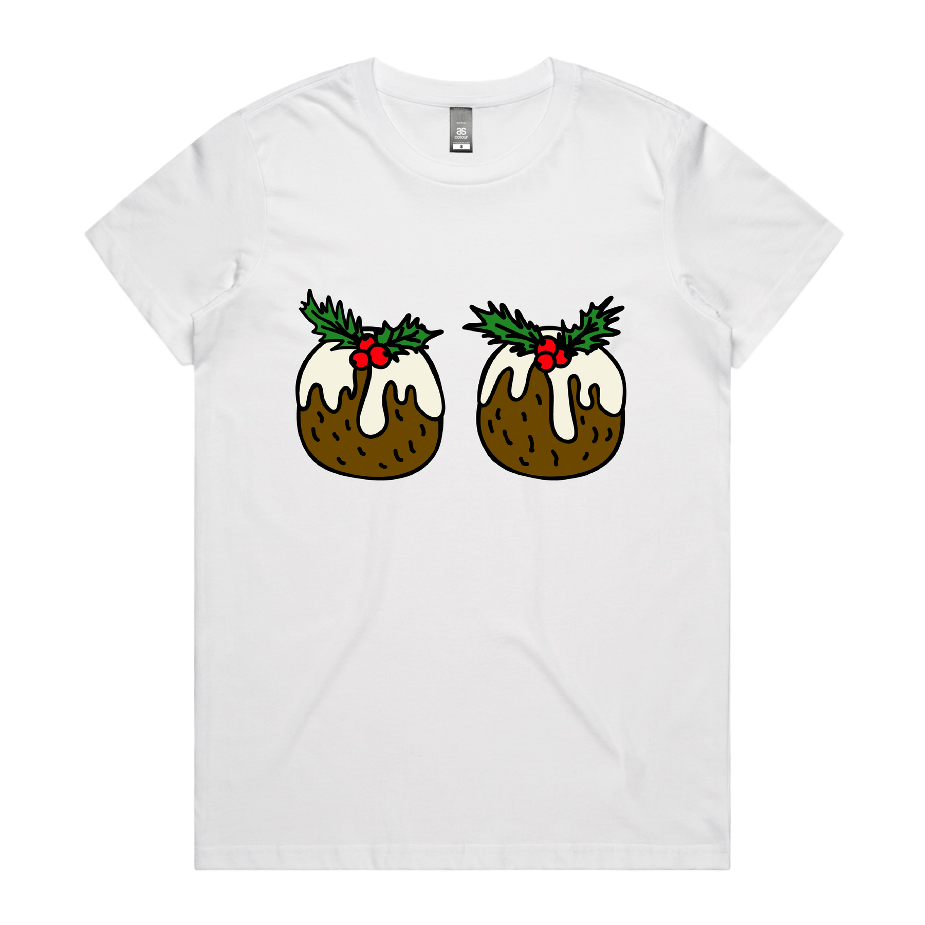 XS / White / Large Front Design Christmas Puddings 🌰🌰 – Women's T Shirt