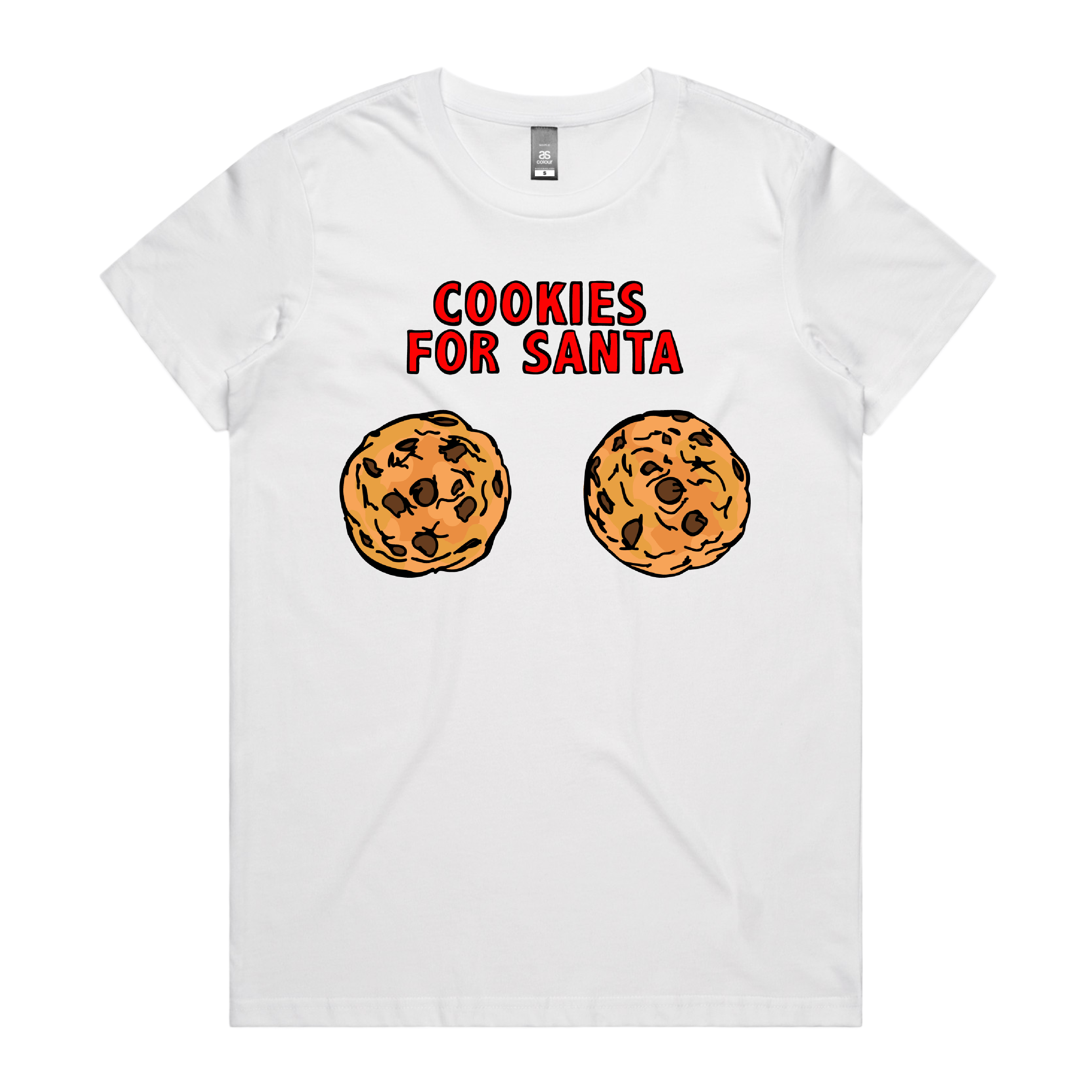 XS / White / Large Front Design Cookies for Santa 🍪🎅 – Women's T Shirt