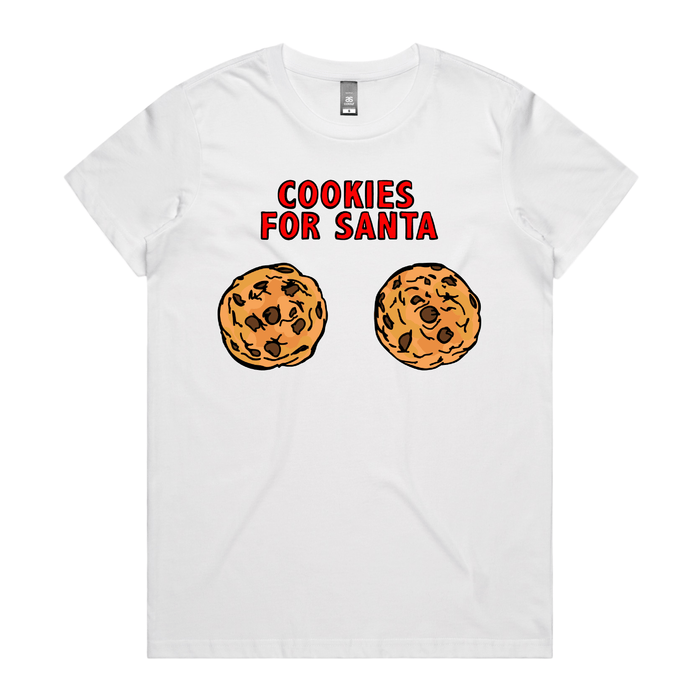 XS / White / Large Front Design Cookies for Santa 🍪🎅 – Women's T Shirt