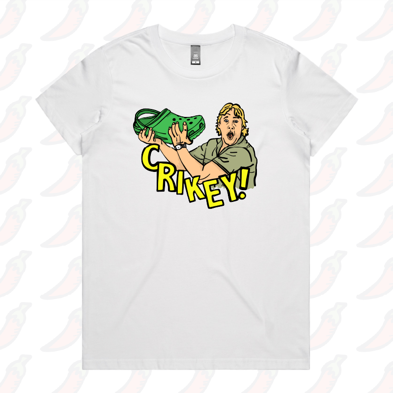 XS / White / Large Front Design Crikey! Croc Hunter 🐊 - Women's T Shirt