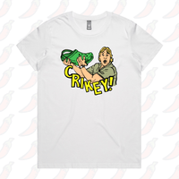 XS / White / Large Front Design Crikey! Croc Hunter 🐊 - Women's T Shirt