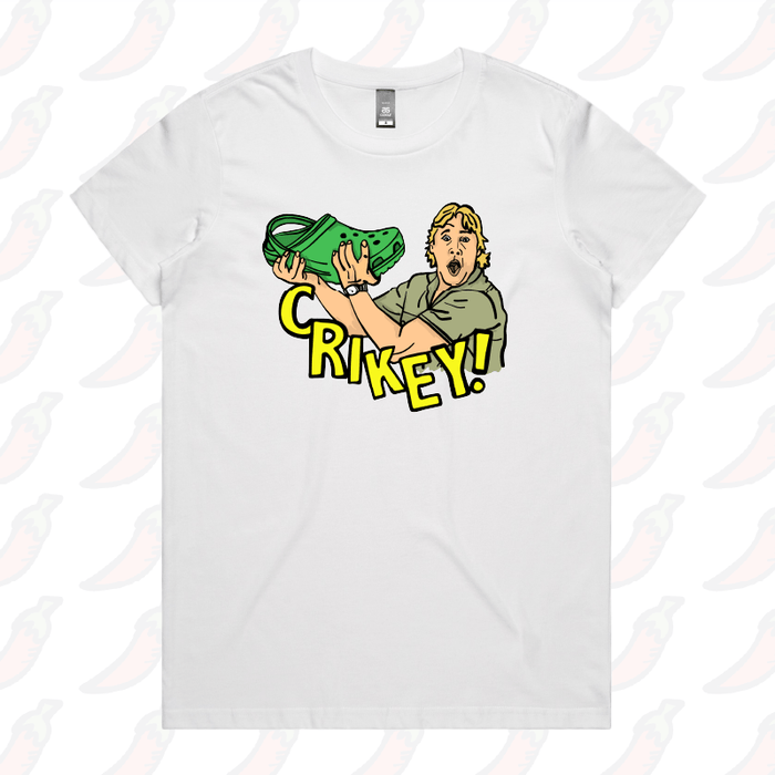 XS / White / Large Front Design Crikey! Croc Hunter 🐊 - Women's T Shirt