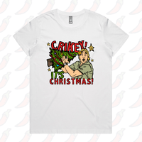 XS / White / Large Front Design Crikey It’s Christmas 🐊🎄- Women's T Shirt