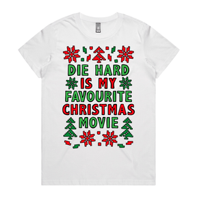 XS / White / Large Front Design Die Hard Christmas 💥🎄 – Women's T Shirt