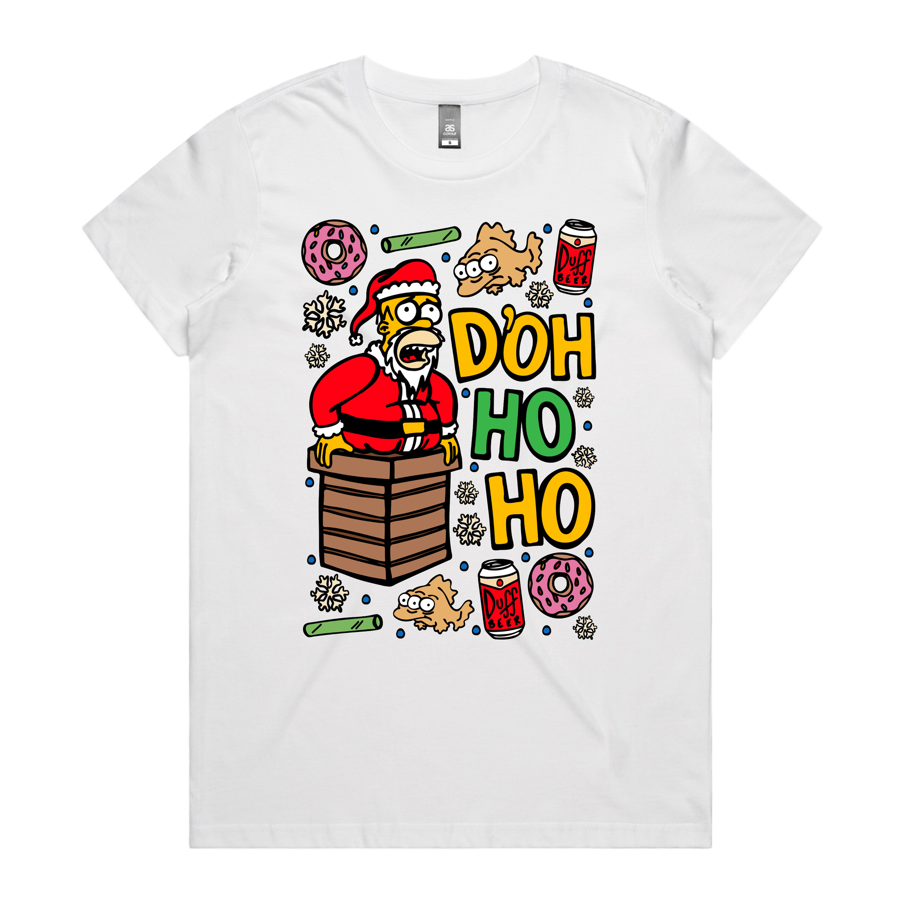 XS / White / Large Front Design Doh Ho Ho 🎅🍩 – Women's T Shirt